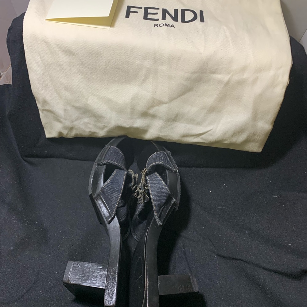 Fendi‎ denim flower Logo heel sandals 36 - Picture 10 of 13